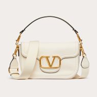 Valentino Alltime Shoulder Bag In Grainy Calfskin White