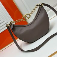 Valentino Small VLogo Moon Hobo Bag with Chain In Grainy Calfskin Taupe