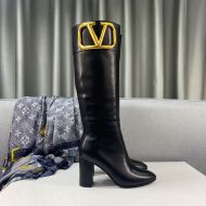 Valentino Garavani Cow Leather Boots With Vlogo Women Black