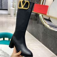 Valentino Garavani Calfskin Boots With Vlogo Women Black