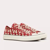 Valentino Totaloop Low-Top Sneakers Unisex Toile Iconographe Fabric Red